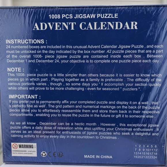 1008 Piece Jigsaw Puzzles Advent Calendar Christmas Village Snowman Tree Santa - Picture 2 of 4